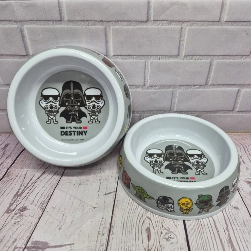( Lot 2 ) Disney Star Wars Pet Bowls Melamine Darth Vader Chewbacca Yoda Ewok